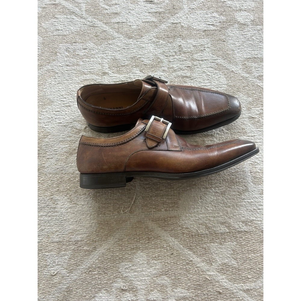 Magnanni Marco II Cuero Single Monk Strap Mens 9.5 Brown Leather Dress Shoes